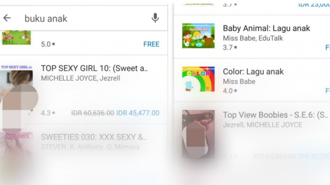 Foto syur bercampur dengan buku anak di Play Store