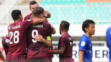 Skuat PSM saat merayakan gol ke gawang Lao Toyota.