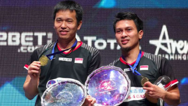 Mohammad Ahsan/Hendra Setiawan saat menjuarai All England Open 2019.