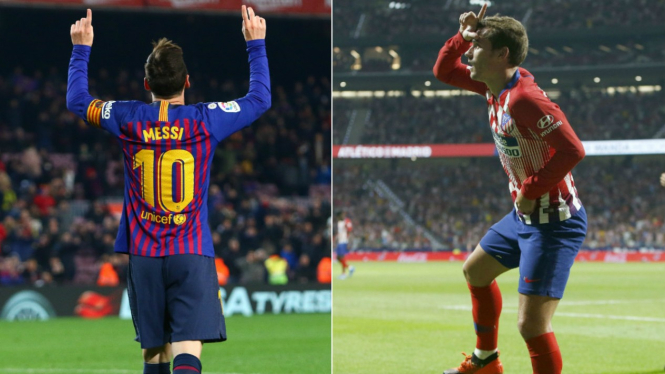 Selebrasi unik Lionel Messi dan Antoine Griezmann