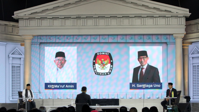 Debat Ketiga Cawapres Pilpres 2019, Sandiaga Uno & Ma'ruf Amin.