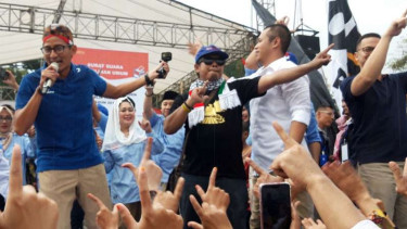 Cawapres 02 Sandiaga S. Uno di Gunung Kidul, Jawa Tengah.