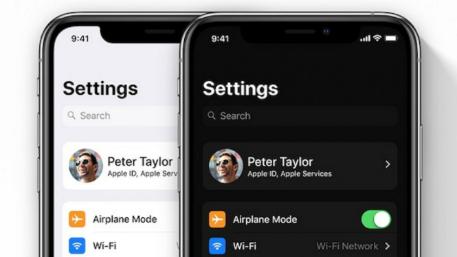 Konsep mode gelap iOS 13