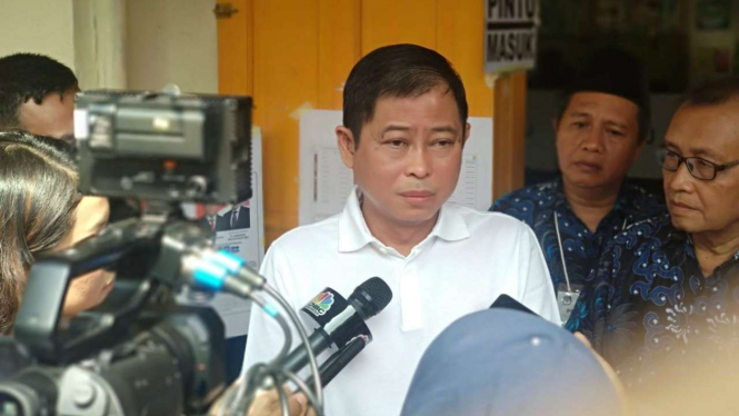 Menteri ESDM Ignasius Jonan usai pencoblosan pemilu 2019.
