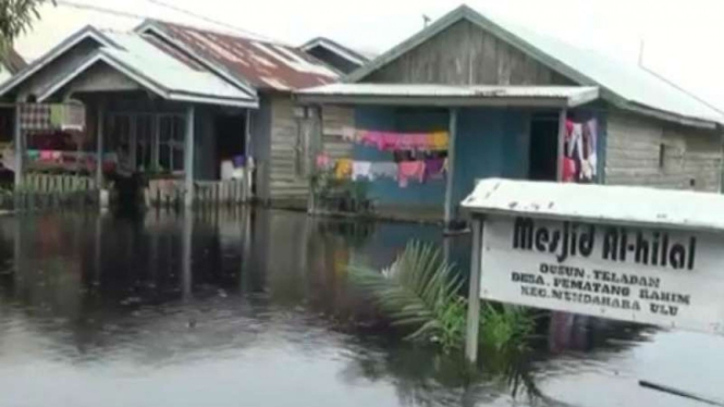Banjir melanda Kabupaten Tanjung Jabung Timur, Jambi, Minggu, 28 April 2019.