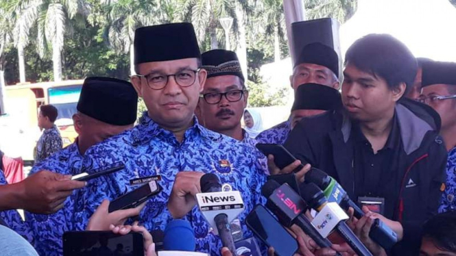 Gubernur DKI Jakarta Anies Baswedan saat memperingati Hari Pendidikan Nasional.