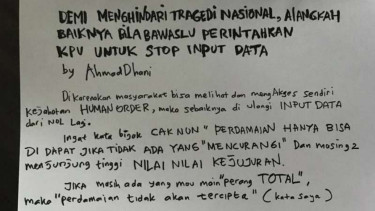 Salinan surat Ahmad Dhani Prasetyo