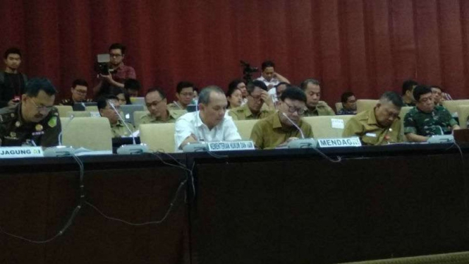 Menteri Dalam Negeri Tjahjo Kumolo di kompleks parlemen, Selasa, 7 Mei 2019.