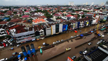 Ilistrasi jakarta banjir.