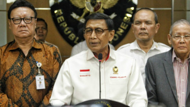 Menko Polhukam Wiranto saat konferensi pers soal Tim Khusus