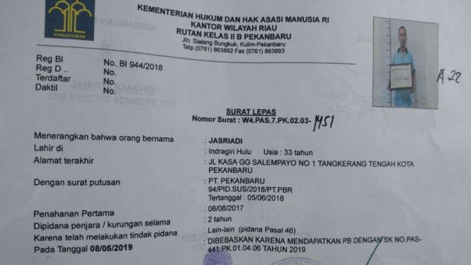 Surat bebas untuk Jasriadi, bos Saracen.
