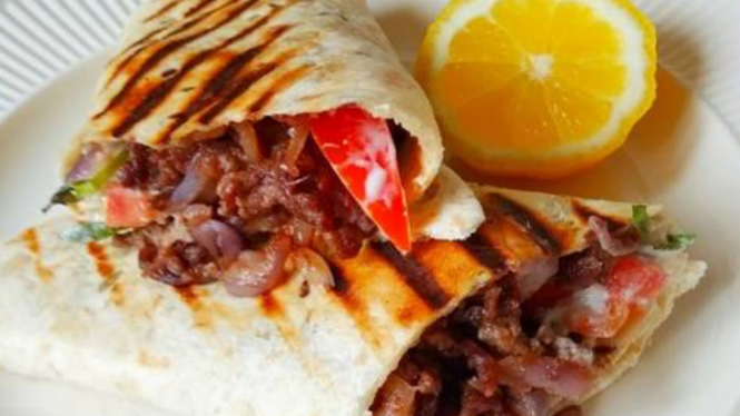 Beef shawarma wrap.