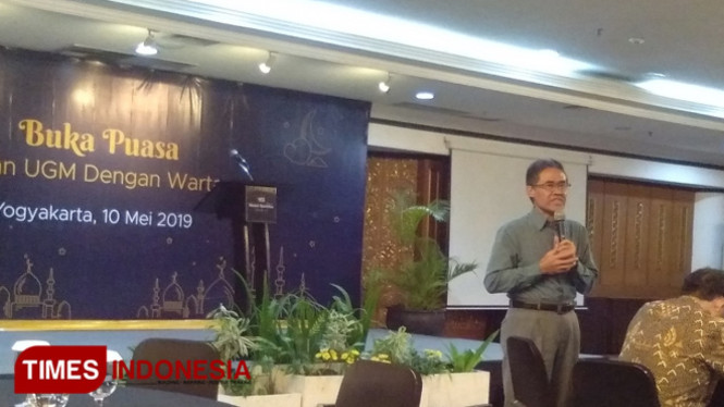 Rektor UGM Prof Ir Panut Mulyono saat memberikan sambutan. (FOTO: Ahmad Tulung/TIMES Indonesia)