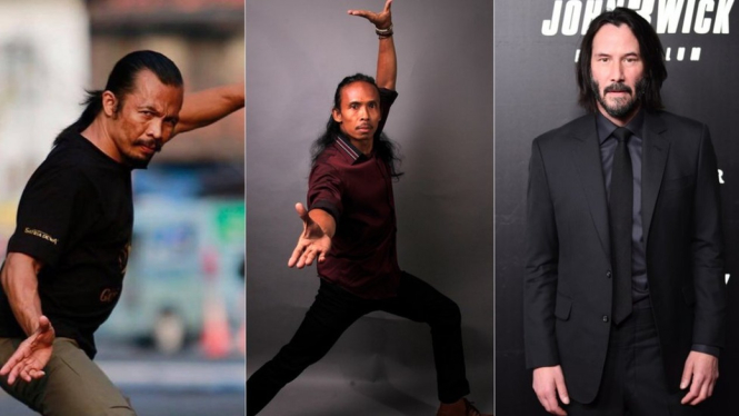 Cecep Arif Rahman (kiri), Yayan Ruhian menghadapi John Wick, yang diperankan Keanu Reeves dalam John Wick 3. - Getty Images
