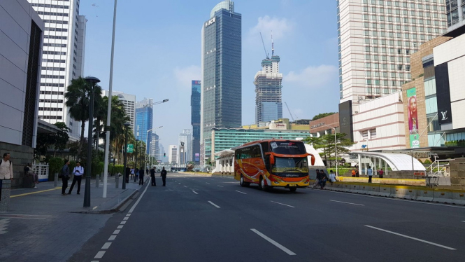 Situasi Jalan MH Thamrin pada Rabu pagi 22 Mei 2019