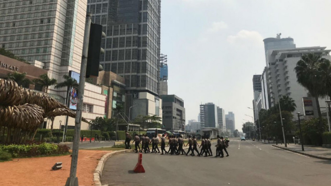 Kondisi Bundaran HI arah Bawaslu masih ditutup