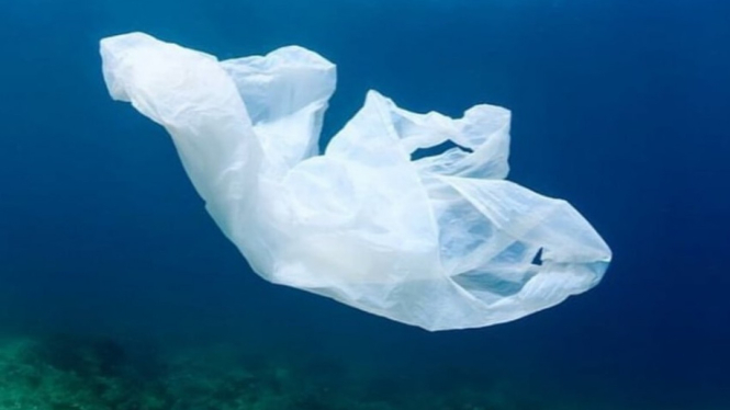 Ilustrasi sampah plastik di laut.