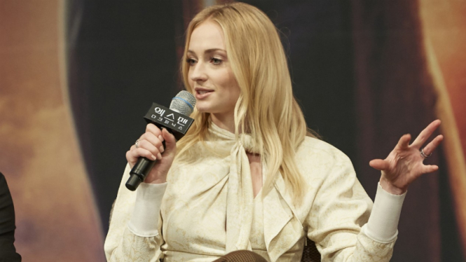 Sophie Turner di konferensi pers Dark Phoenix di Seoul, Korea Selatan.
