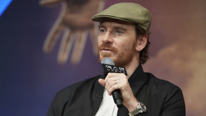 Michael Fassbender di konferensi pers Dark Phoenix di Seoul, Korea Selatan.