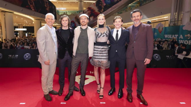 Produser, sutradara dan para cast X-Men: Dark Phoenix di Seoul, Korea Selatan.