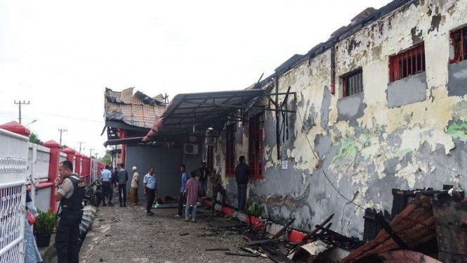   Kondisi Lapas Kelas II B Sigli, Kabupaten Pidie usai dibakar para napi.