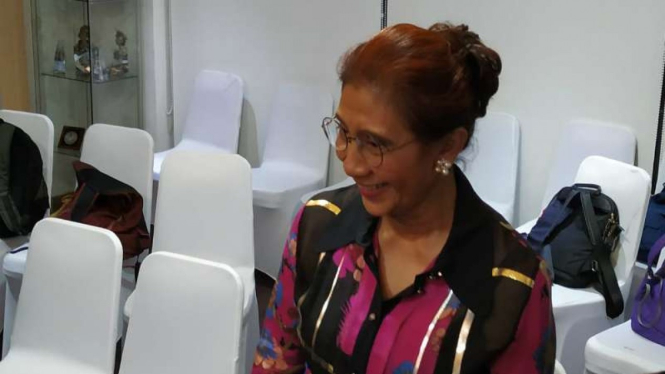 Menteri Kelautan dan Perikanan Susi Pudjiastuti di sela-sela silaturahmi open house di rumah dinasnya, Jakarta, Kamis, 6 Juni 2019.