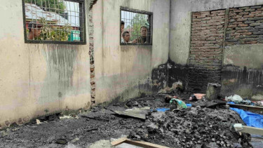 Lokasi rumh pasca-kebakaran pabrik korek api di Kabupaten  Langkat, Sumut.