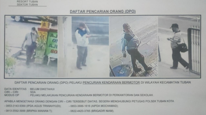 Ciri-ciri pelaku Curanmor yang terekam CCTV, Sabtu, (22/06/2019) (Foto: Istimewa)
