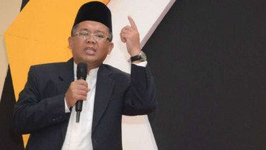 Presiden PKS Sohibul Iman pada pertemuan halal bi halal sekaligus tasyakuran.
