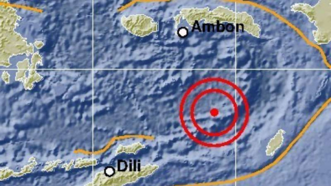 Peta gempa di Laut Banda, Maluku.