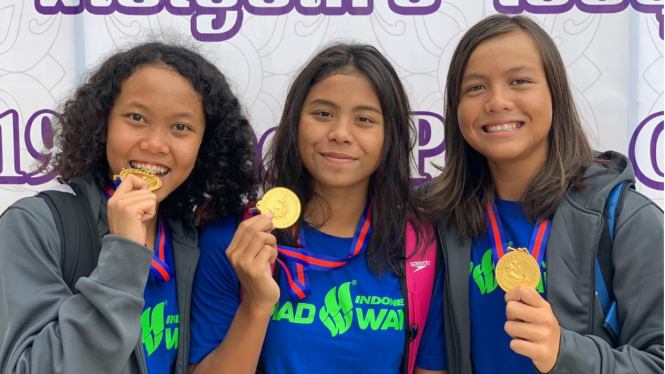 Trio perenang putri Indonesia, Philomena Balinda, Azzahra Permatahani dan Adelia