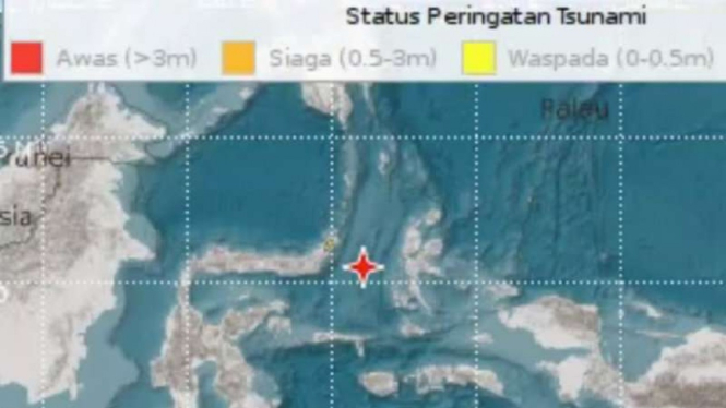 Lokasi gempa di Sulawesi Utara