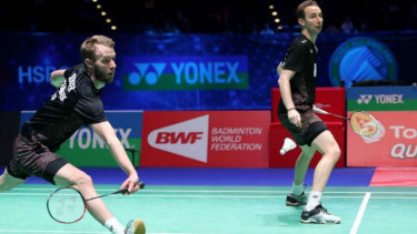 Mathias Boe saat masih berduet dengan Carsten di final All England Open 2018.