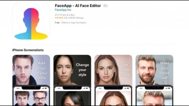 Tampilan halaman unduh FaceApp di App Store