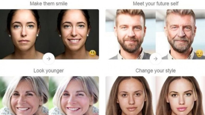 FaceApp menawarkan beragam fitur perubahan wajah. - FACEAPP