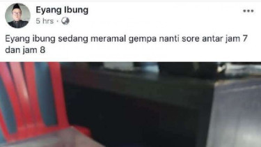 Salah satu cuitan Eyang Ibung di akun Facebooknya.