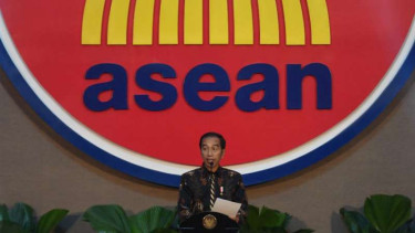 Presiden Joko Widodo meresmikan gedung baru Asean, di Jalan Trunojoyo, Jaksel.