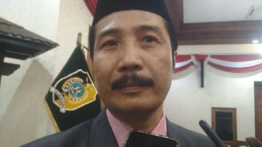 Ketua DPRD Tulungagung Supriyono dan Bupati Tulungagung Maryoto Birowo di Gedung Negara Grahadi Surabaya, Jawa Timur, pada Selasa, 13 Agustus 2019.