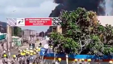 Pipa Kilang RDMP RU V Balikpapan terbakar.