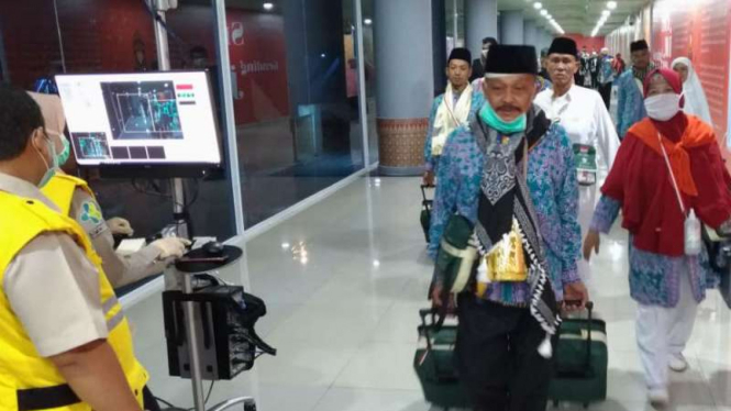 Para jemaah haji gelombang pertama tiba di Tanah Air. (Foto ilustrasi).