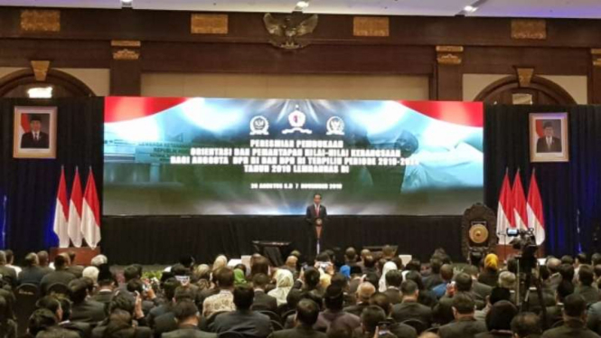 Presiden Jokowi di Hotel Bidakara, Jakarta, Senin 26 Agustus 2019.