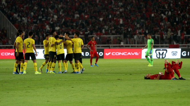 Timnas Indonesia takluk saat melawan Timnas Malaysia pada pertandingan Kualifikasi Piala Dunia 2022 Grup G Zona Asia di Stadion Utama Gelora Bung Karno (SUGBK), Senayan, Jakarta, Kamis 5 September 2019