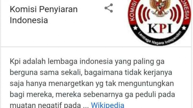 Artikel KPI di Wikipedia yang diacak-acak