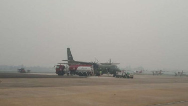 Pesawat TNI AU yang dipersiapan untuk modifikasi cuaca atau hujan buatan