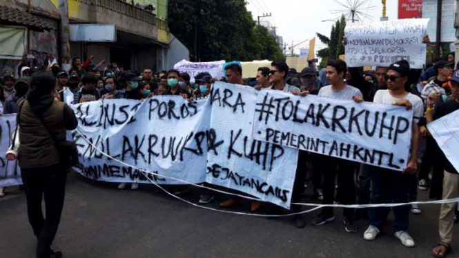 Aksi #GejayanMemanggil digelar di kawasan Gejayan, Sleman, DIY.