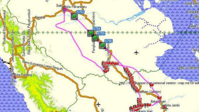Rute operasi hujan buatan di Jambi sampai Pekanbaru