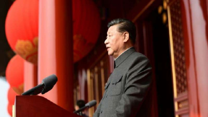 Presiden China, Xi Jinping  saat peringatan 70 tahun pemerintahan Partai Komunis