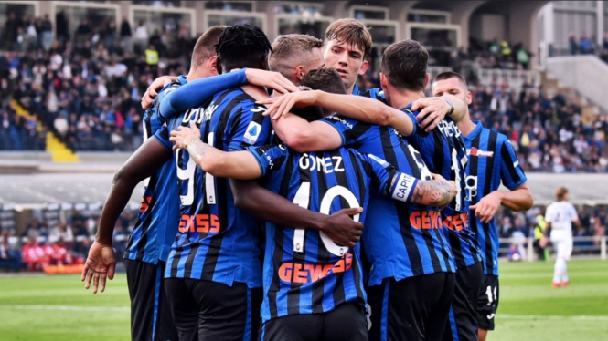 Selebrasi para pemain Atalanta. 