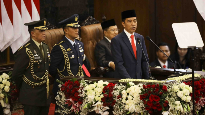 Presiden Joko WIdodo di Gedung DPR/MPR RI, Jakarta, Minggu, 20 Oktober 2019.