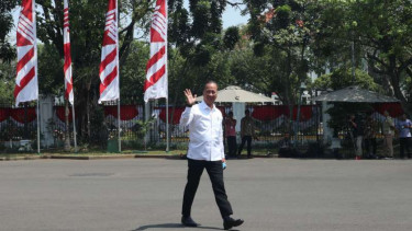  Politisi Partai Golkar dan juga Menteri Sosial Agus Gumiwang tiba di Istana.